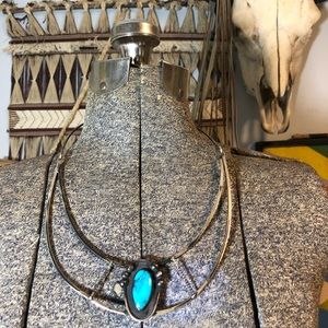 1960s Mid Century Bohemian Turquoise Necklace 925